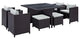 Modway Inverse 9 Piece Outdoor Patio Dining Set, Espresso White