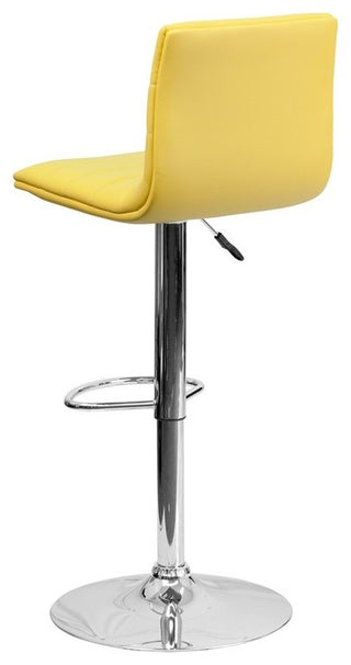 Estella Lois Mid-Back Yellow Vinyl Swivel Adjustable Barstool