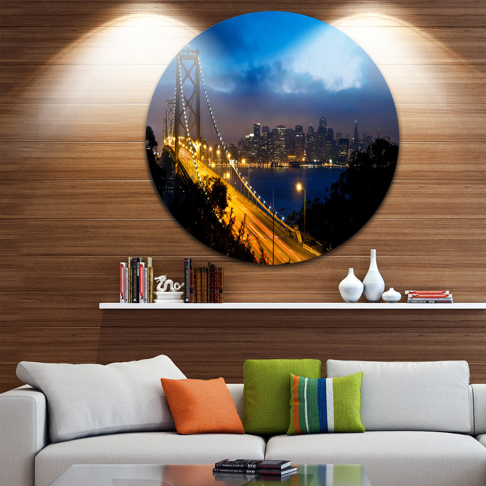 Bay Bridge San Francisco, Cityscape Photo Round Wall Art, 36"
