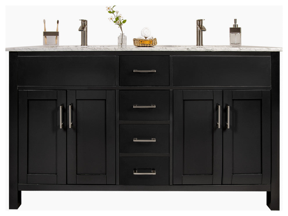 Amaya 60" Double Sink Bathroom Vanity Set, Espresso, 60"