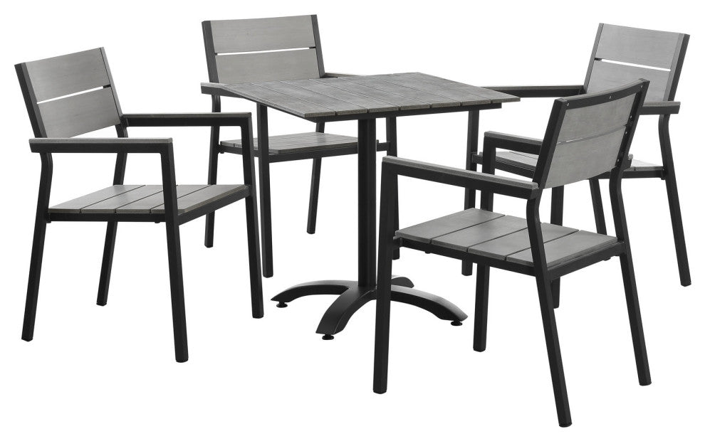 Brown Gray Maine 5 Piece Outdoor Patio Dining Set