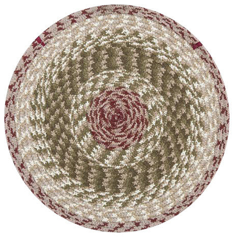 Olive/Burgundy/Gray Round Chair Pad, 15"x15"