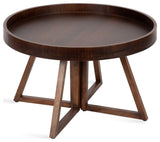 Avery Round Wood Coffee Table, Walnut Brown