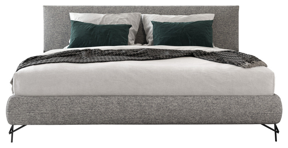Nova Domus Aria Italian Modern Grey Fabric Bed, Queen