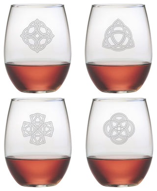 Celtics 4-Piece Stemless Wine Glass Set