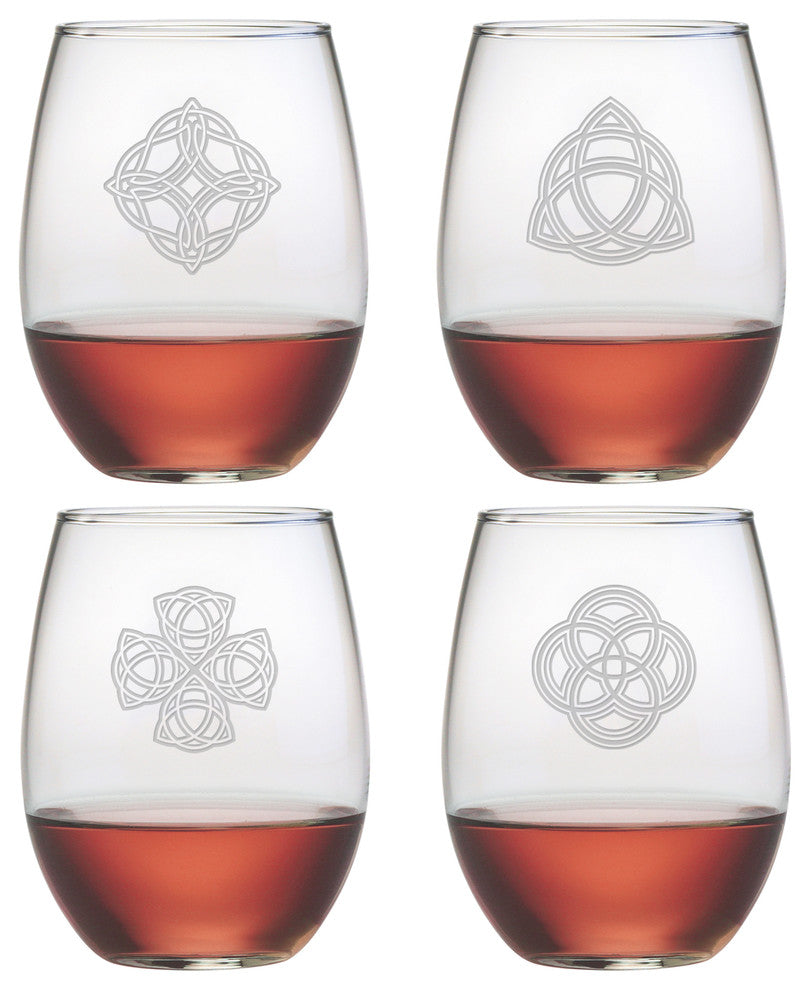 Celtics 4-Piece Stemless Wine Glass Set