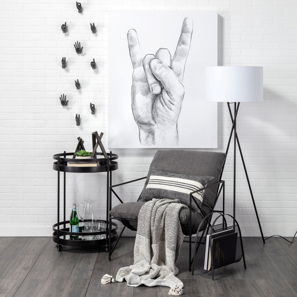 Black and White Striped Lumbar Accent Pillow Cover