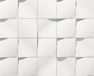 8"x8 "Interior/Exterior Concrete Wall Tile, Wave, White