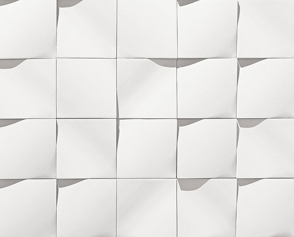 8"x8 "Interior/Exterior Concrete Wall Tile, Wave, White