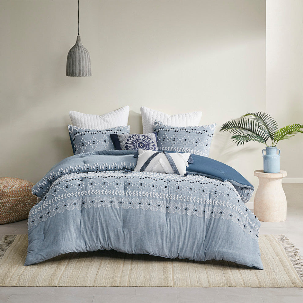Dora Organic Cotton Chambray 3-Piece King/Cal King, Duvet Cover Set, No Insert