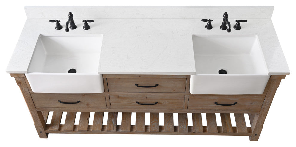 Wesley 72" Bathroom Vanity, Weathered Natural