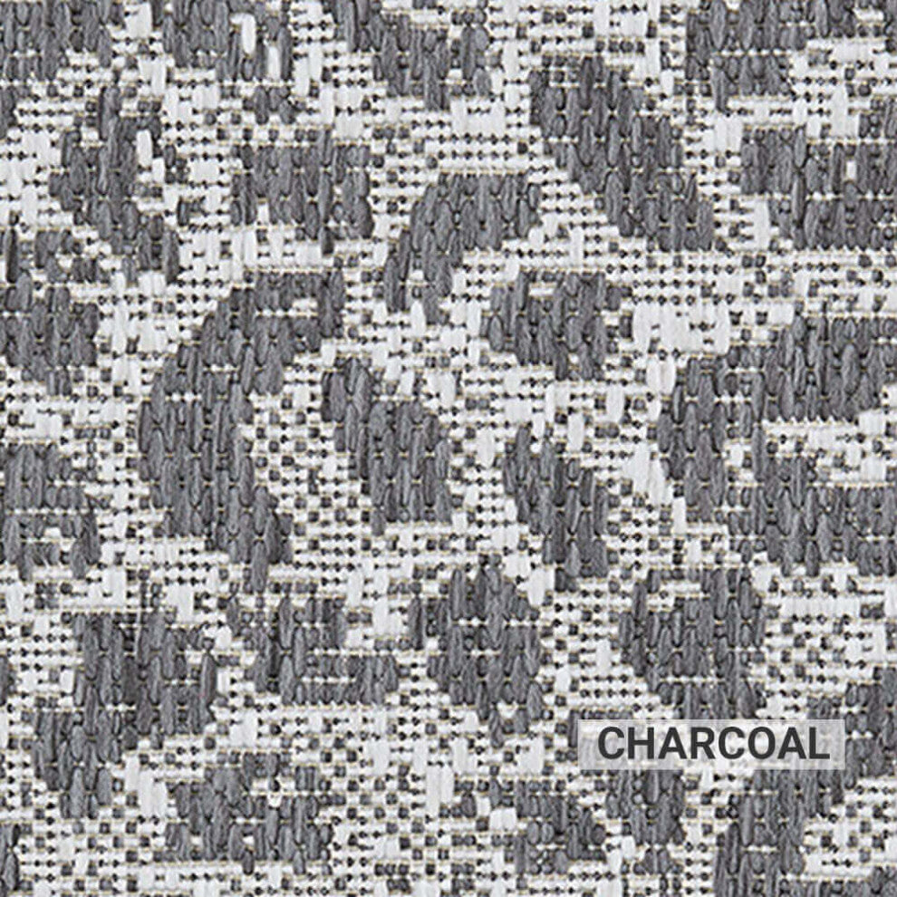 Vumbura Plains Area Rug, Indoor, Outdoor, Accent Carpet, Charcoal, Square 7'x7'