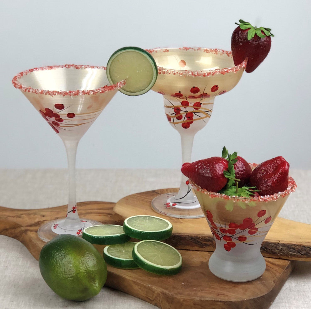 Berries 'n Branches Martini Glasses, Set of 2