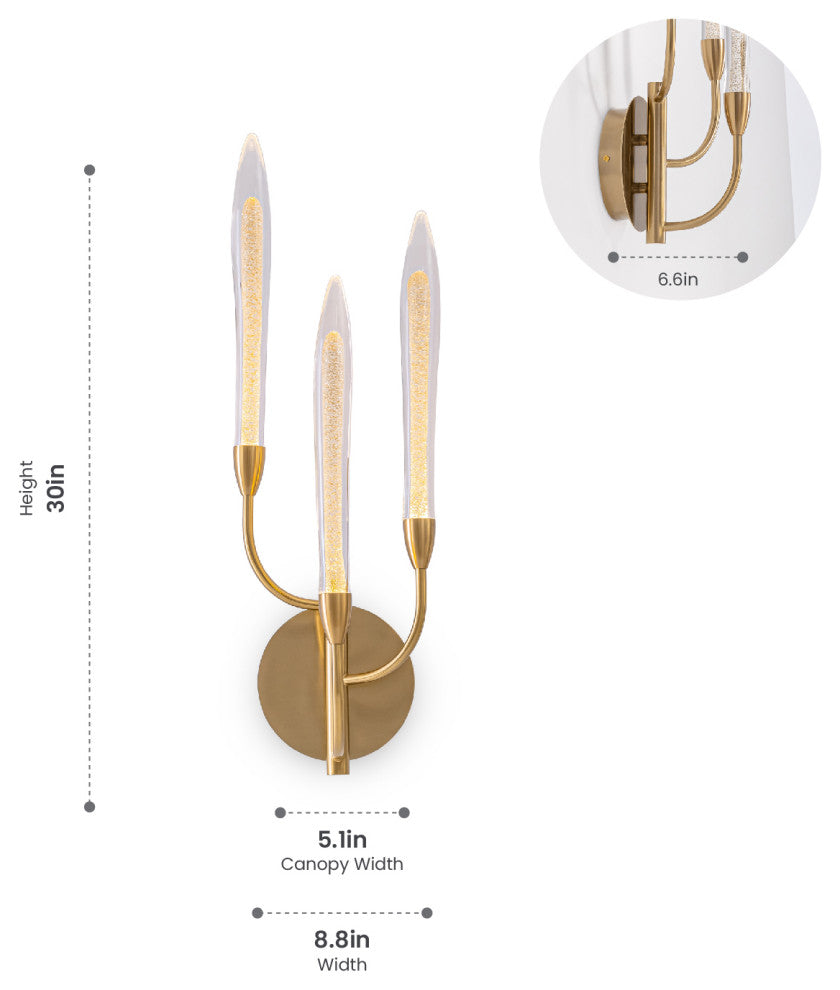 Alina 3 Light LED Wall Sconce Brass