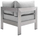 Sofa Corner Chair, Sunbrella, Fabric, Aluminum, Metal, Silver Gray, Outdoor