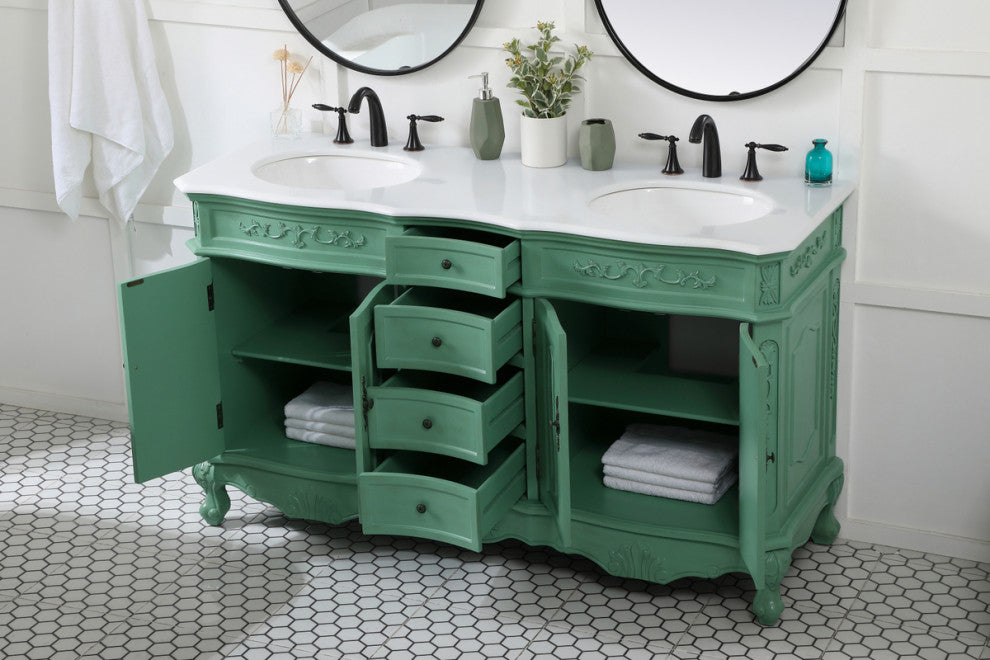 72" Double Bathroom Vanity, Teak