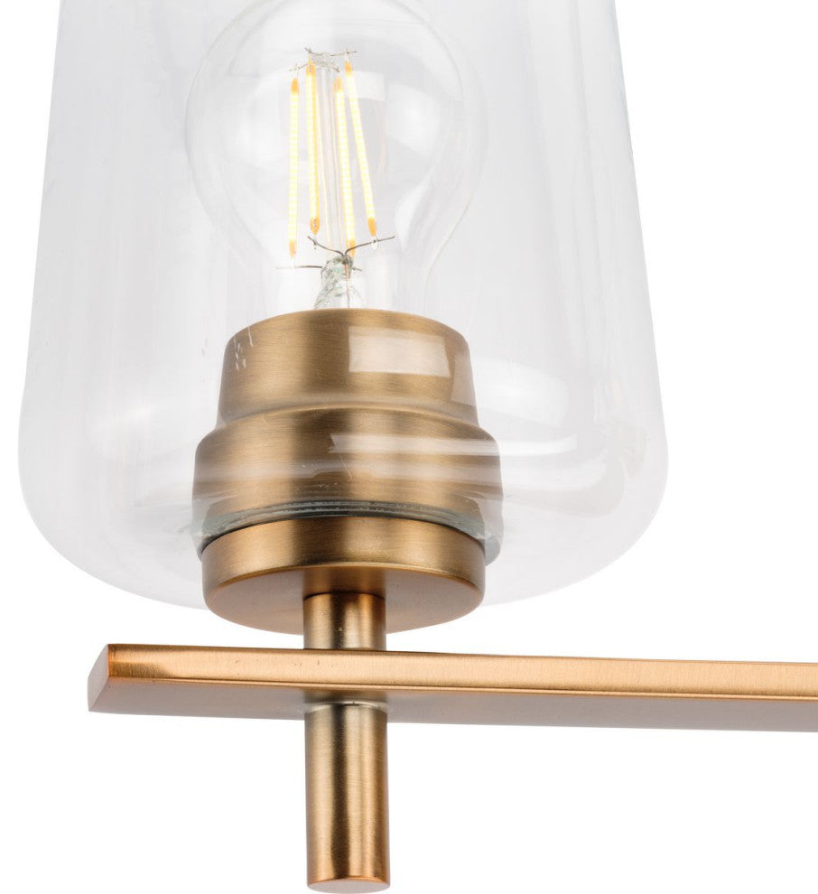 Calais 14.62" 2-Light Vintage Brass Clear Glass Bath Vanity Light