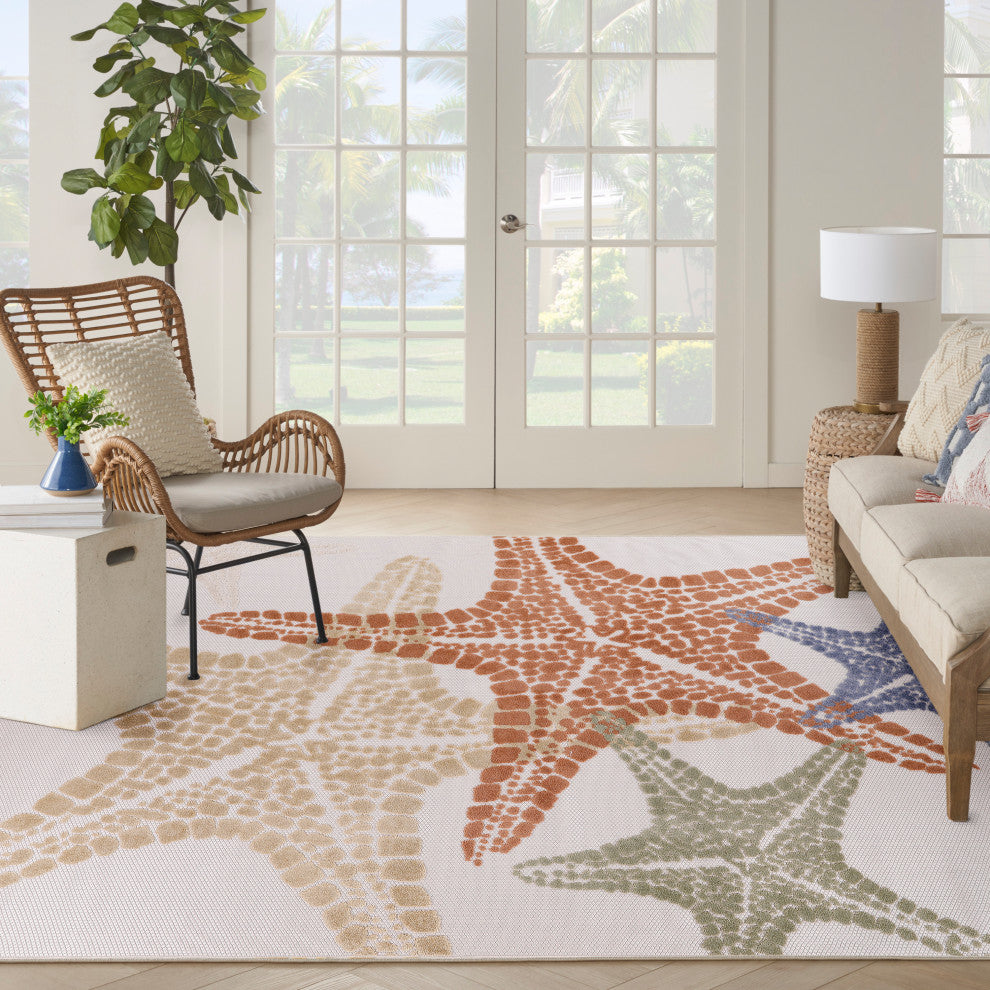 Nourison Aloha 9' x 12' Ivory Multicolor Outdoor Area Rug
