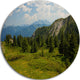 Amazing Visitor Mountains, Landscape Photo Round Metal Wall Art, 11"