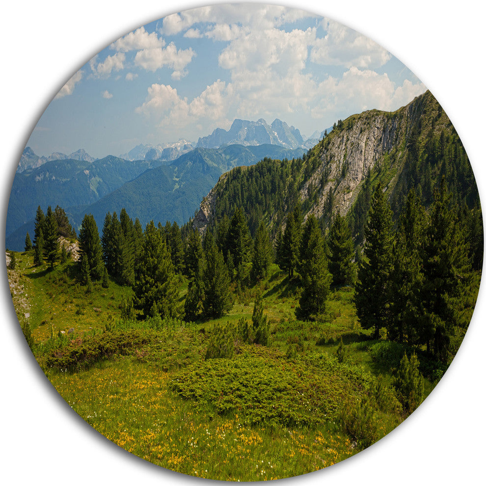 Amazing Visitor Mountains, Landscape Photo Round Metal Wall Art, 11"