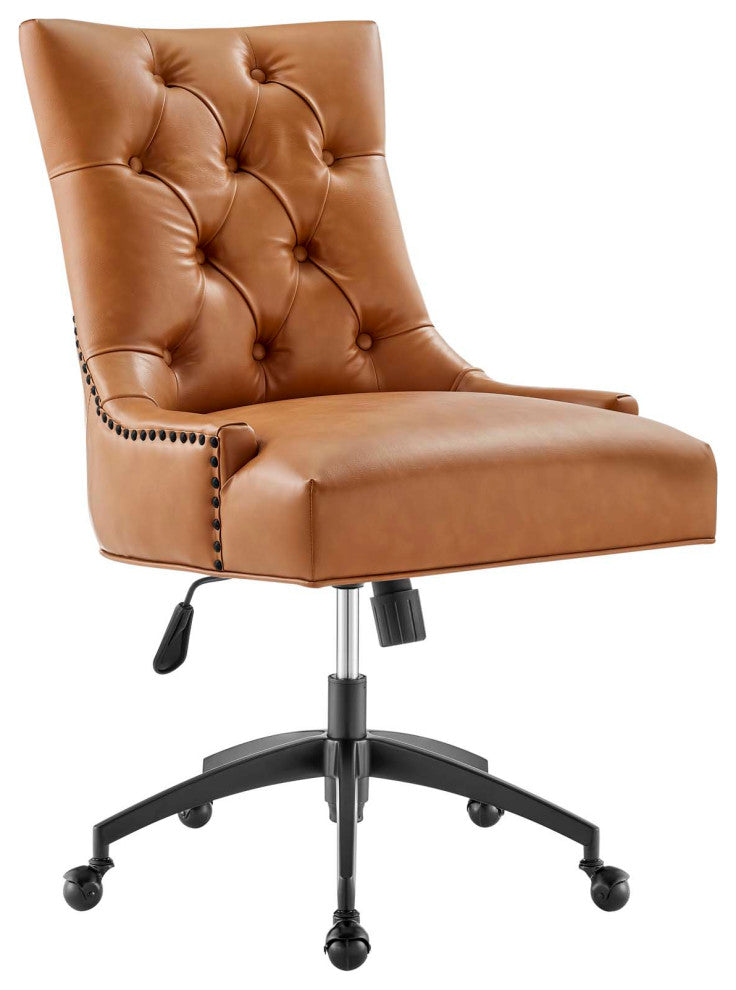Regent Tufted Vegan Leather Office Chair Black Tan