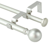 Ball Adjustable Double Curtain Rod Set, 5/8", Pewter, 28"-48"