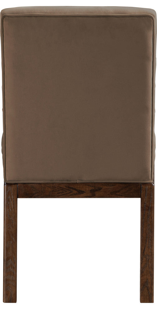 Evelyn Upholstered Dining Chair, Brown, Velvet, Walnut Finish