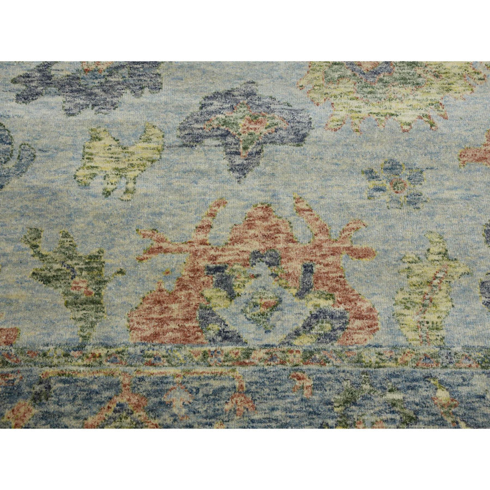 Gray Wool Hand Knotted Oushak Salt and Pepper Design Oriental Rug, 8'0"x10'0"