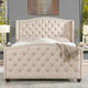 Marcella Upholstered Tufted Shelter Wingback Panel Bed, Sky Neutral Beige Polyester, Queen