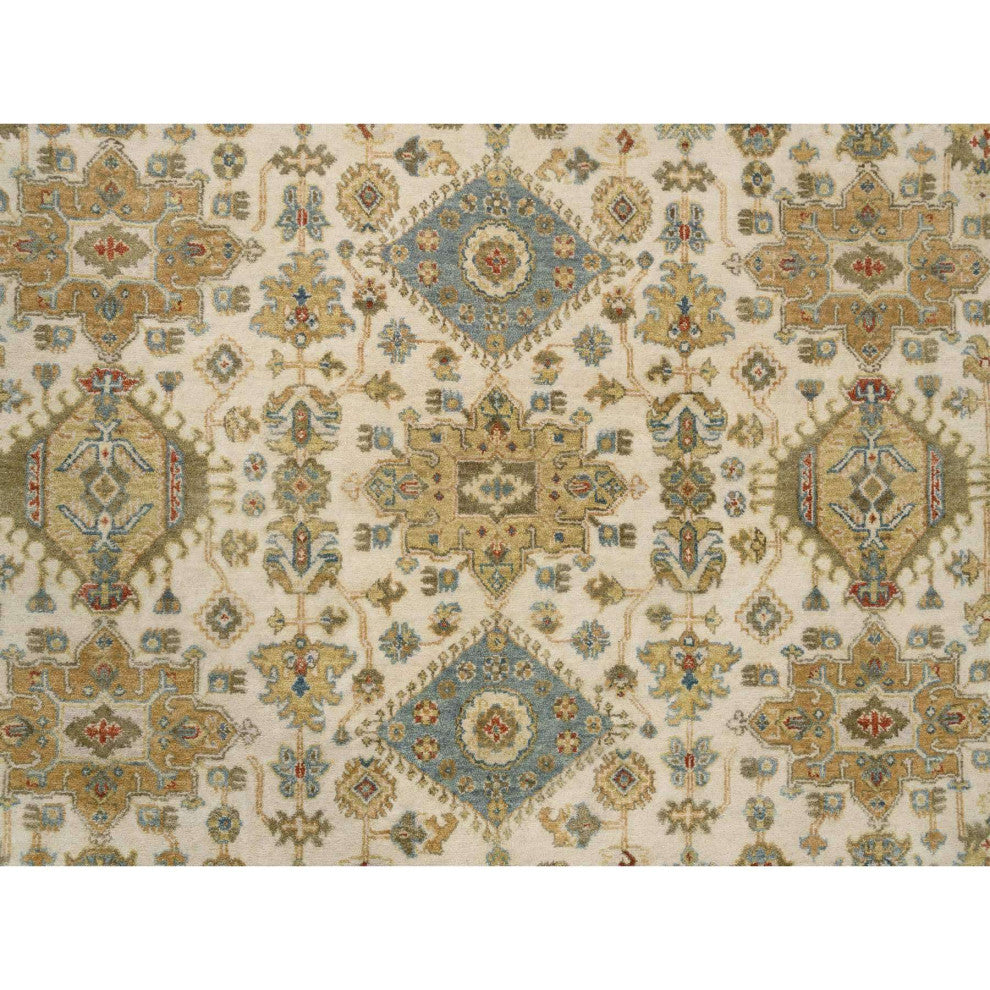 Ivory, Hand Knotted, Karjihooz Design, Wool, Round Rug, 8'10" x 8'10"