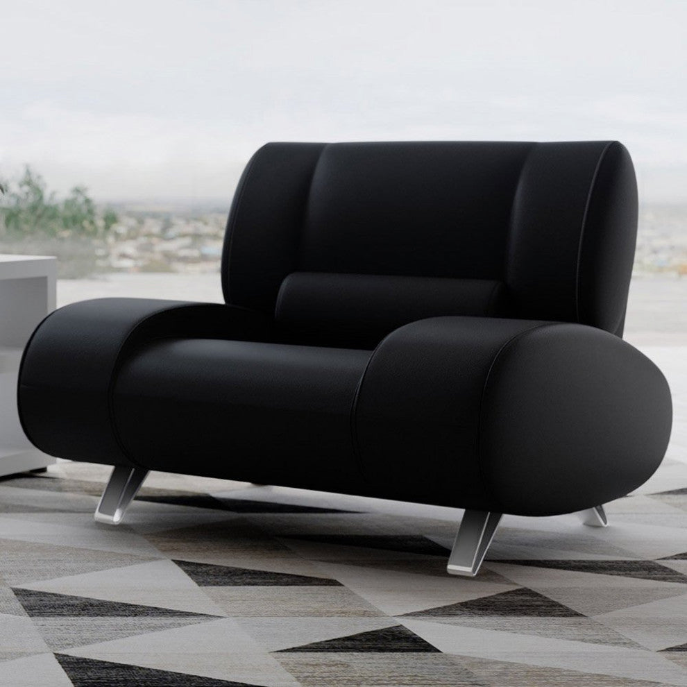 Modern Aspen Black Microfiber Leather Chair