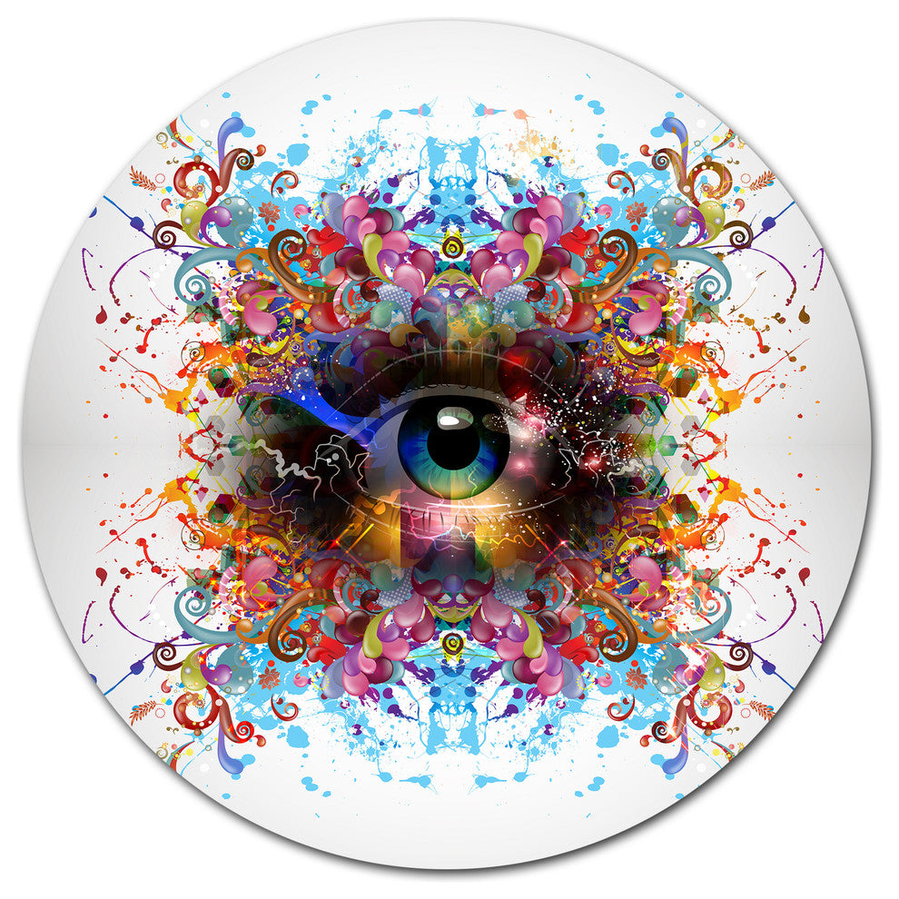 Magic Eye With Flowers, Animal Round Wall Art, 23"