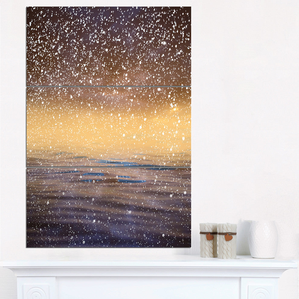 "Brown Sky Reflection in Lake" Photo Metal Wall Art, 3 Panels, 28"x36"