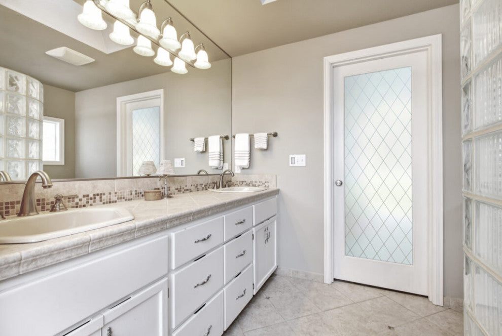 Interior Prehung Door or Interior Slab Door - Diamond Grid - Primed - 24" x...