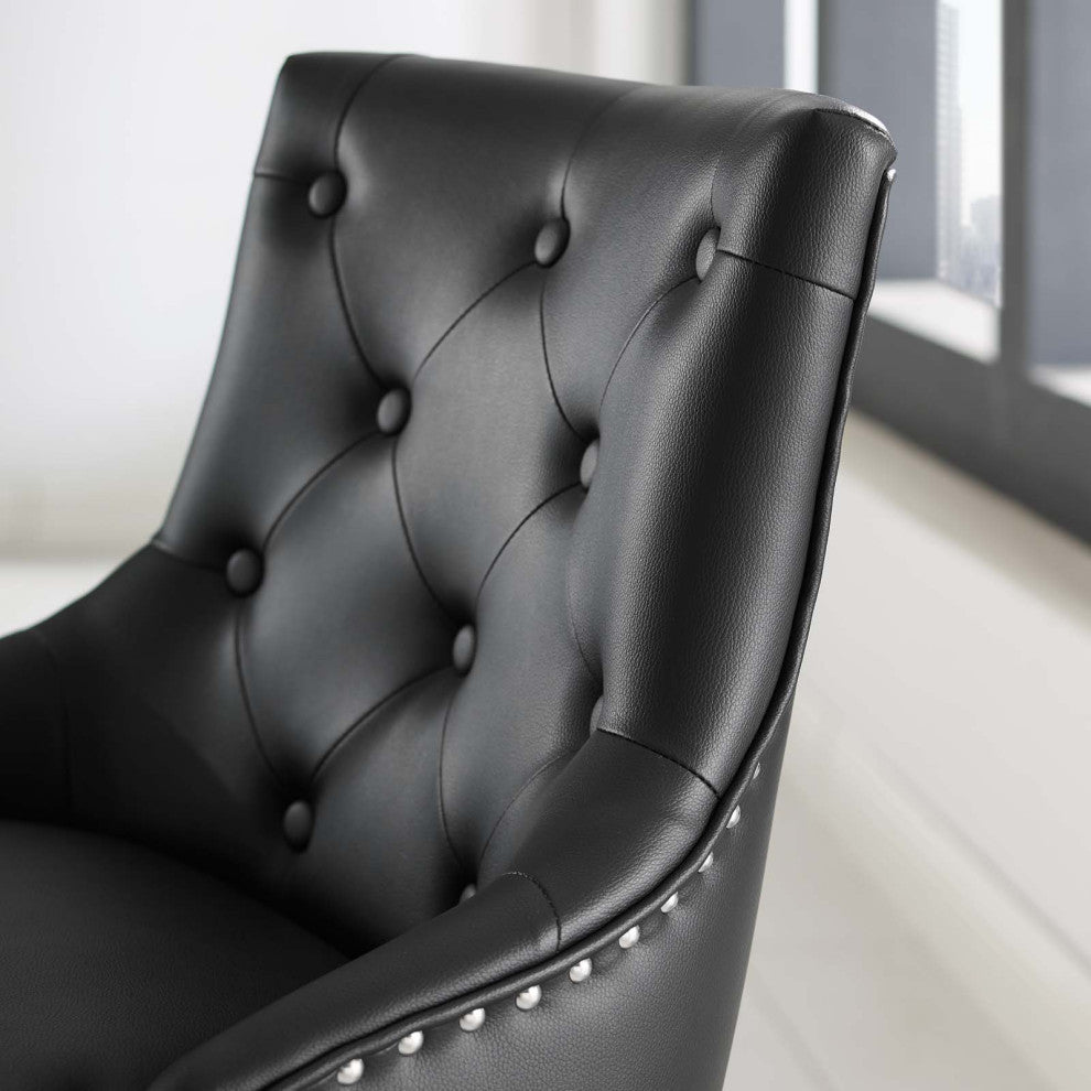 Home Business Office Work Desk Chair, Faux Vinyl Leather Aluminum, Black