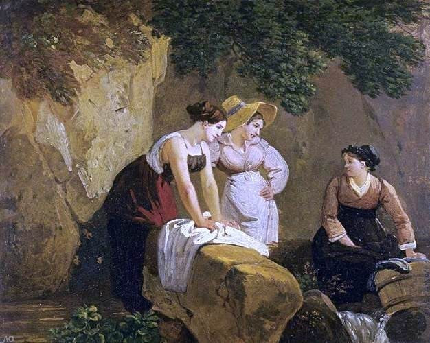Adam-Wolfgang Topffer Washerwomen in a Grotto, 20"x25" Wall Decal
