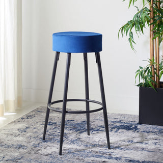 Safavieh Bohden Round Bar Stool, Navy/Black, Navy/Black