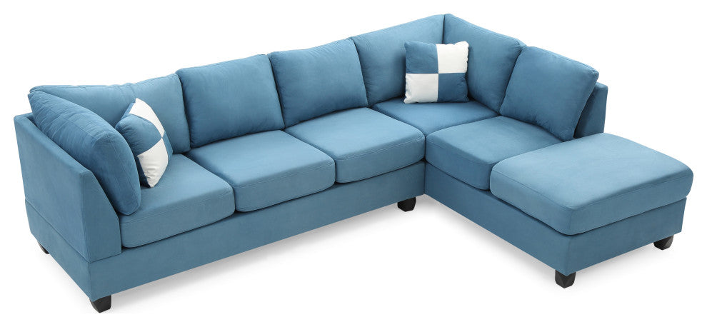 Solana Micro Suede Sectional, Aqua Micro Suede
