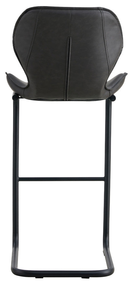 Modern PU 4 Bar chairs with Metal Legs for Dining,kitchen and Bar, Dark Brown