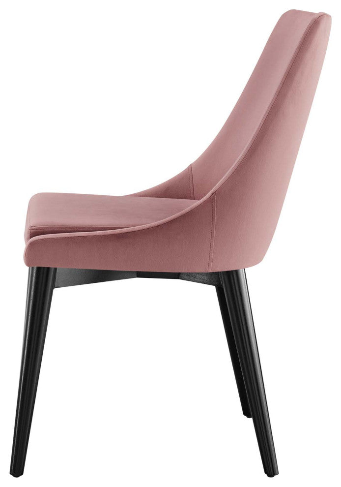 Side Dining Chair, Set of 2, Pink, Velvet, Modern, Cafe Bistro Hospitality