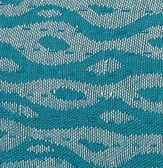 Artisan Hand Loomed Cotton Square Pillow, Blue Ocean Design, 24"