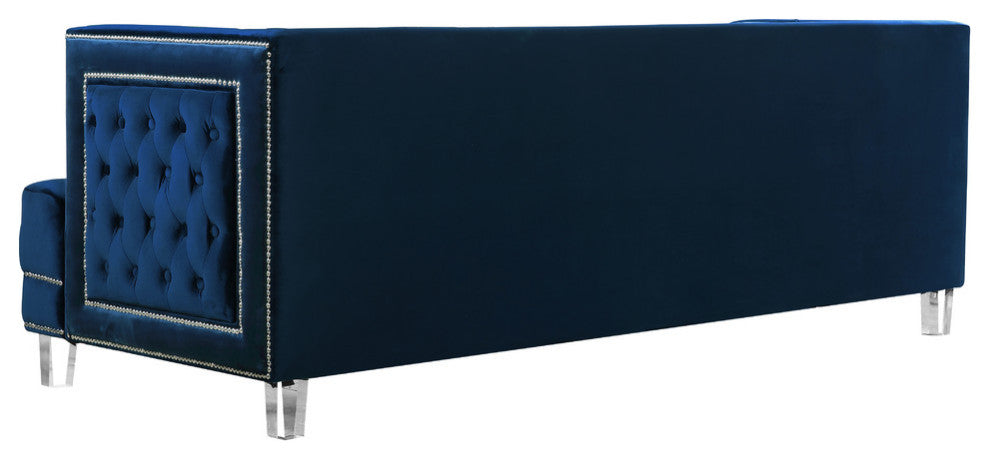 Lucas Velvet Upholstered Loveseat, Navy
