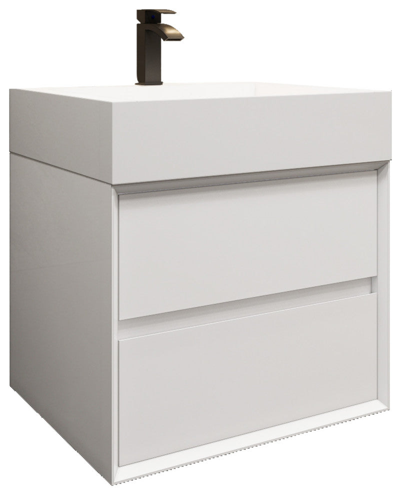 MAX 24" Floating Bath Vanity With Acrylic Sink, Gloss White