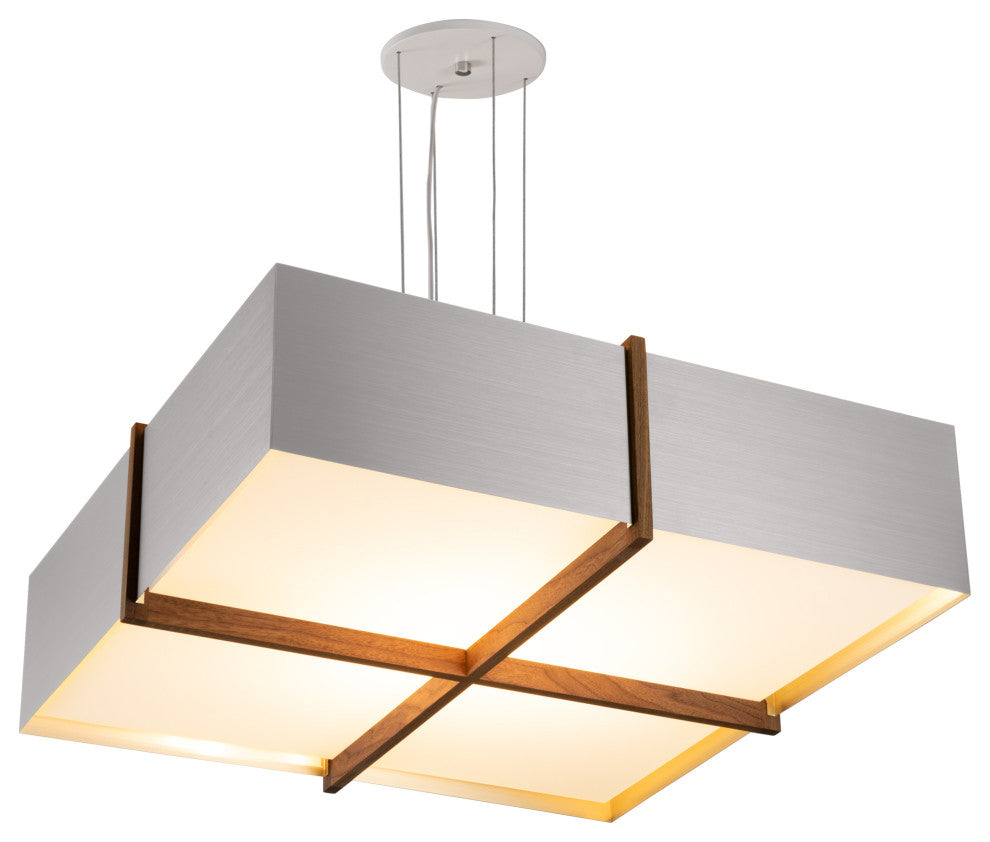 Veram Pendant Integrated LED, Walnut, Brushed Aluminum, 24, 3500k