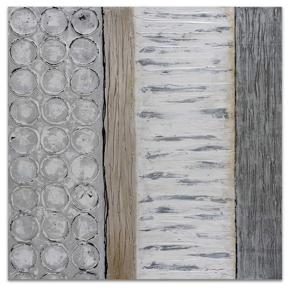 Peaceful Grey Textured Metallic Hand Painted Abstract Wall Art 48x48