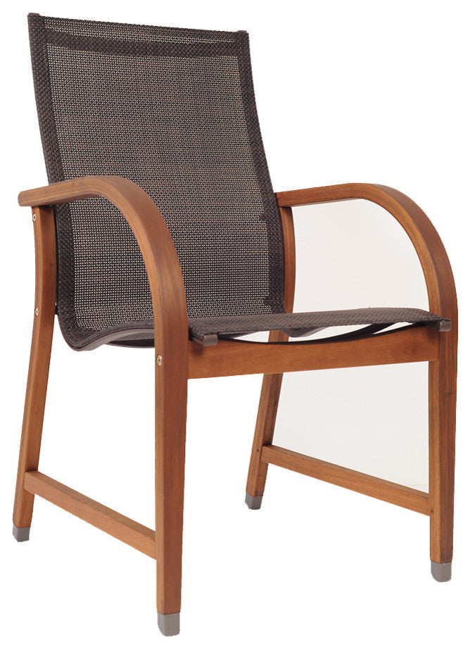 Amazonia Bahamas 9-Piece Eucalyptus Square Dining Set With Brown Sling Chair