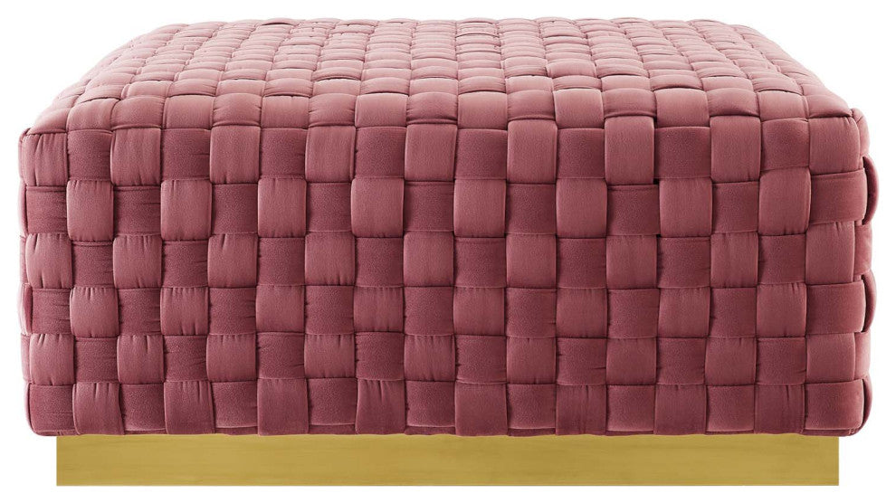 Accent Chair Ottoman, Square, Velvet, Pink, Modern, Living Lounge Hospitality