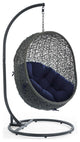Hide Outdoor Patio Sunbrella Swing Chair With Stand - Gray Navy