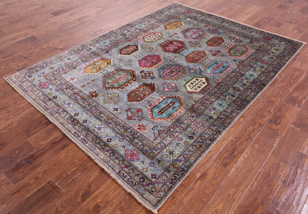 5' 7" X 7' 8" Fine Turkmen Ersari Hand Knotted Rug - Q12217