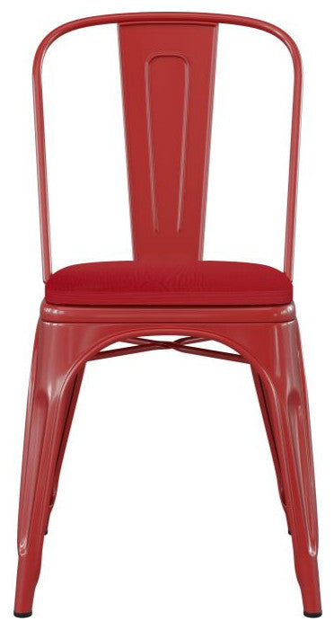 Perry Commercial Grade Metal Indoor-Outdoor Stackable Chair w/All-Weather Seat,